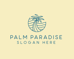 Tropical Palm Tree Monoline logo design