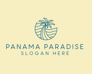 Tropical Palm Tree Monoline logo design