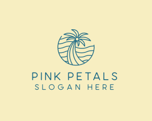 Tropical Palm Tree Monoline logo design