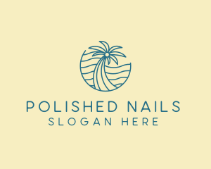 Tropical Palm Tree Monoline logo design