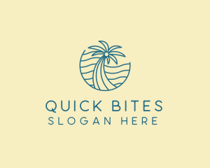 Tropical Palm Tree Monoline logo design