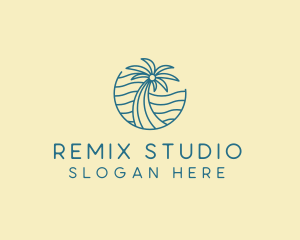 Tropical Palm Tree Monoline logo design