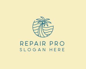 Tropical Palm Tree Monoline logo design