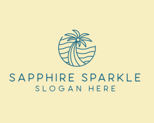 Tropical Palm Tree Monoline logo design