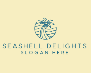 Tropical Palm Tree Monoline logo design