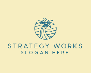 Tropical Palm Tree Monoline logo design