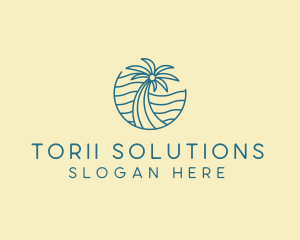 Tropical Palm Tree Monoline logo design