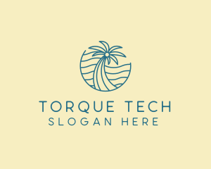 Tropical Palm Tree Monoline logo design