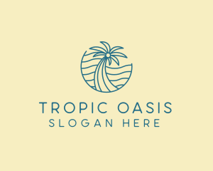 Tropical Palm Tree Monoline logo design