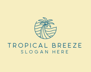 Tropical Palm Tree Monoline logo design