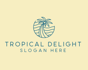 Tropical Palm Tree Monoline logo design