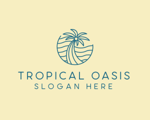 Tropical Palm Tree Monoline logo design