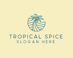 Tropical Palm Tree Monoline logo design