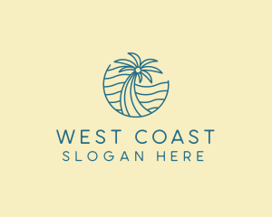 Tropical Palm Tree Monoline logo design