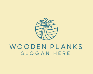 Tropical Palm Tree Monoline logo design