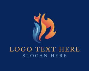 Industry - Heating Cooling Flame logo design