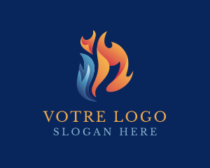 Heating Cooling Flame Logo