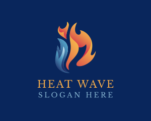 Heat - Heating Cooling Flame logo design