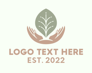 Vegetarian - Leaf Hand Gardening logo design