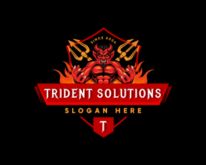 Trident - Hell Demonic Devil Trident logo design