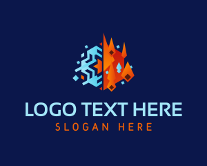 Ventilation - Geometric Snowflake Ember logo design