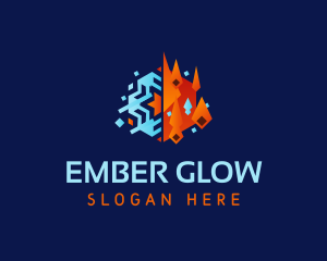 Ember - Geometric Snowflake Ember logo design