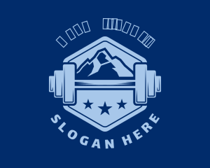 Barbell Mountain Stars logo design