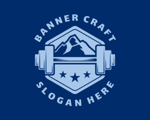 Barbell Mountain Stars logo design