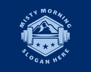 Barbell Mountain Stars logo design