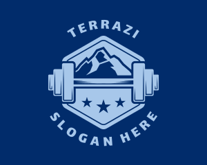 Barbell Mountain Stars logo design