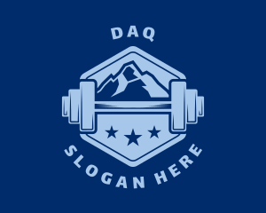 Rustic - Barbell Mountain Stars logo design