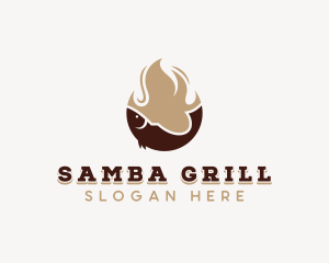 Fish Seafood Flame Grilling logo design