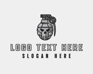 Rocket Launcher - Skull Grenade Army logo design