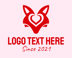 Romantic - Fox Mask Heart logo design