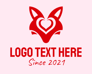 Animal - Fox Mask Heart logo design