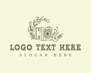 Vlogging - Floral Camera Lens logo design