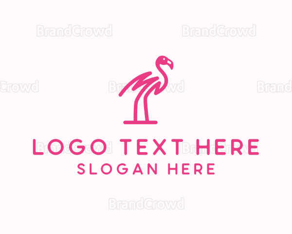 Pink Scribble Flamingo Logo