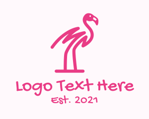 Paradise - Pink Scribble Flamingo logo design