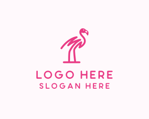 Pink Scribble Flamingo Logo