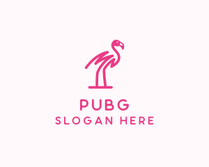 Island - Pink Scribble Flamingo logo design