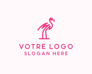 Pink Scribble Flamingo logo design