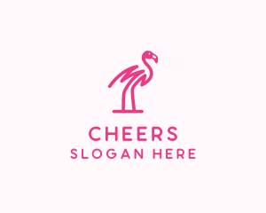Aviary - Pink Scribble Flamingo logo design