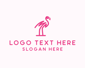 Wild Animal - Pink Scribble Flamingo logo design