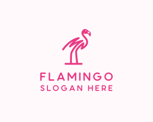 Pink Scribble Flamingo logo design