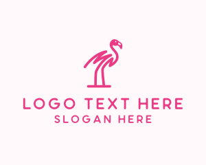 Pink Scribble Flamingo Logo