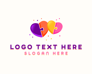 Jigsaw - Heart Puzzle Community logo design