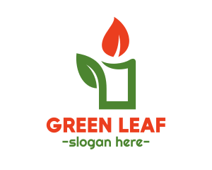 Green Candle Leaf Abstract logo design