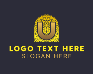 Letter U - Ornate Floral Letter U logo design
