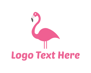 Pink Bird - Flamingo Bird Animal logo design