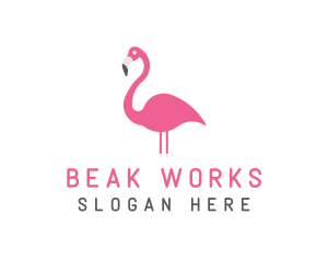 Flamingo Bird Animal logo design